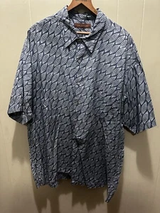 Tori Richards Hawaiian Blue Floral Leafs Men's Short Sleeve Shirt Sz 2XL - Picture 1 of 4