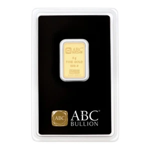 5 gram 999.9 Fine Gold ABC Bullion Minted Tablet Ingot Bar Sealed & Certified - Picture 1 of 5