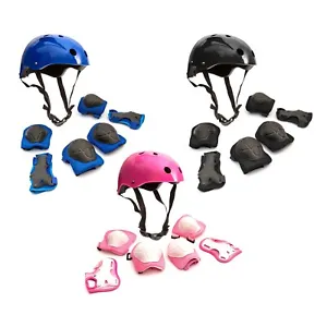 Kids Helmet & Pads Set Childrens Elbow Knee Wrist 5-9 Year Cycling Bicycle Bike - Picture 1 of 22