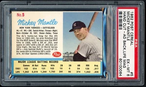 1962 Post Cereal #5 Mickey Mantle Hand Cut - AD Back Life Magazine PSA 6 - Picture 1 of 2
