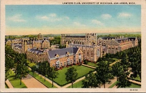 Postal de lino Ann Arbor del Club de Abogados Universidad de Michigan - Imagen 1 de 2