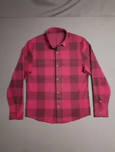 Sobrecamisa de punto suave Lululemon para hombre S franela a cuadros rosa usada en excelente estado 👌 - Imagen 1 de 10