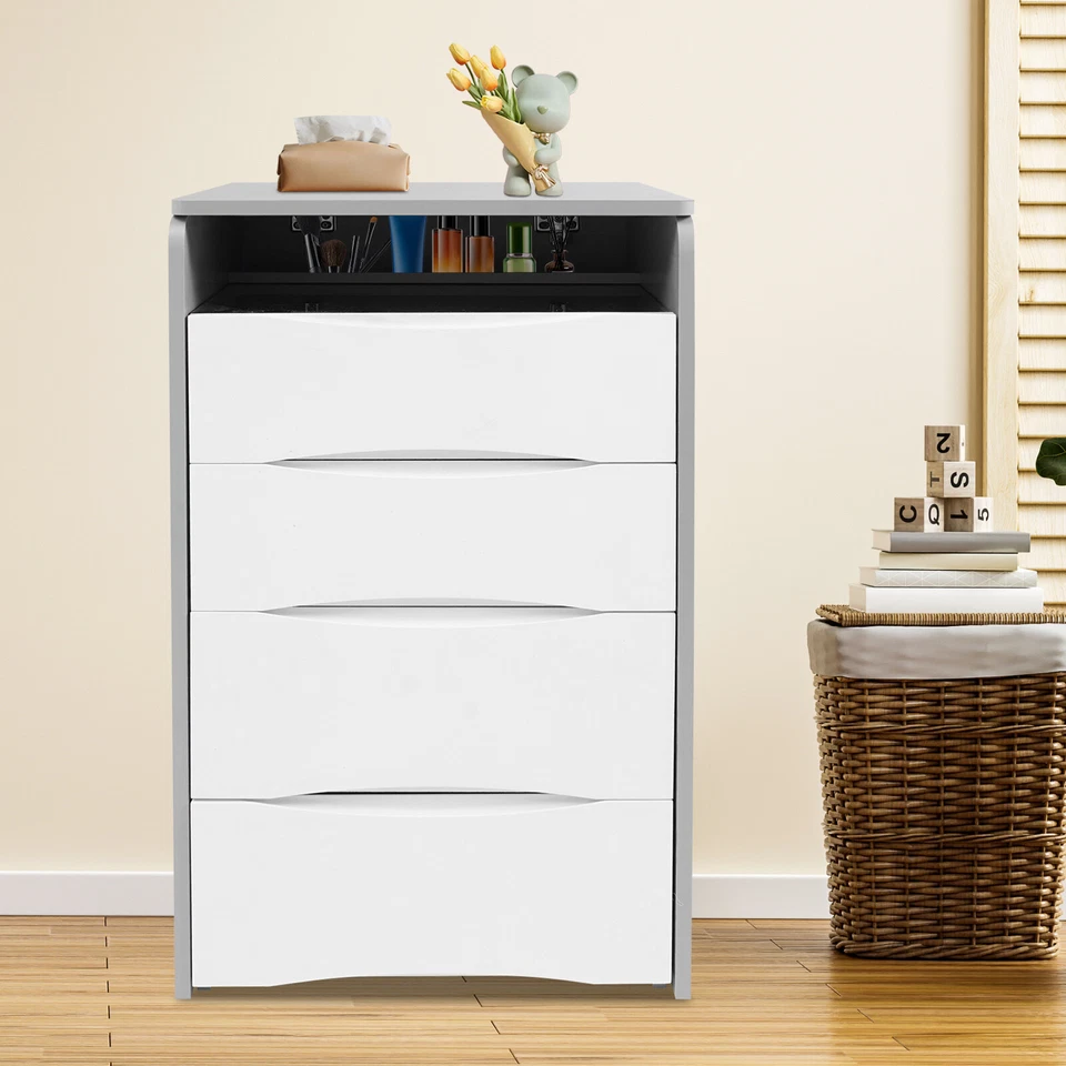 Tocador Escritorio con Tapa Abatible Espejo Iluminado Tocador Escritorio con Taburete de Maquillaje Gris Foto 1 de 4