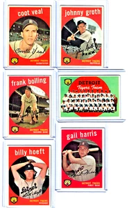 1959 Topps Baseball - ¡Lote de 6 #52 164 280 329 343 378 Detroit Tigers! - Imagen 1 de 8