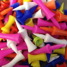 Selection pack of 100 mixed size plastic Castle Golf Tees: Sizes 25mm to 70mm