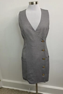 Vestido Houndstooth Feminino Intermix Sem Mangas Academia Anos 90 Tamanho G Novo com etiquetas - Imagem 1 de 4