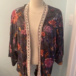 Eyeshadow Kimono Women’s Sz 1X Coverup/Jacket Lounging Beach Wear EUC - Picture 1 of 9