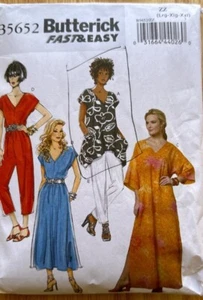 Butterick Top Size LRG - XXL Dress Caftan, Jumpsuit Pants Pattern  CUT #B5652 - Picture 1 of 4