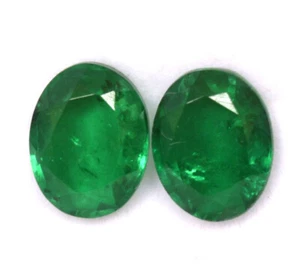 Emerald Color Doublet Oval Cut Pair 9x7 mm 3.94 CTS Faceted Loose Gemstone - Picture 1 of 5