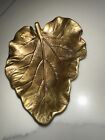 Vintage Art Solid Brass Leaf Heavy Ashtray Bowl Dish Copyrighted 1948