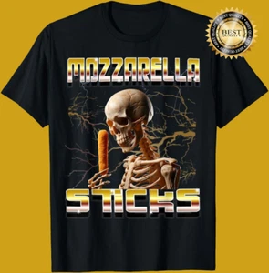 Mozzarella Sticks Bootleg Rap CDs Style Funny Meme Skeleton T-Shirt S-5XL - Picture 1 of 4