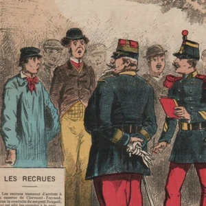 Les recrues par Draner - - Gravure de presse 1883 - Picture 1 of 2