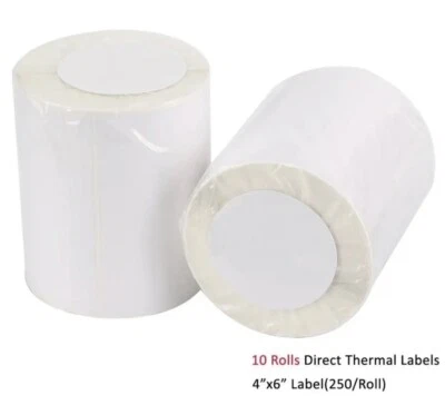 BLVD 10 Rolls of 250 4x6 Direct Thermal Shipping Labels For Zebra Eltron ZP450 LP2844