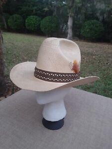 VTG Resistol SZ 6 7/8 Stagecoach Self-Forming Western/Cowboy Feathered Straw Hat