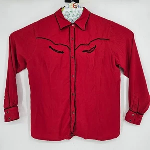 Wrangler Pearl Snap Shirt Damen XL Langarm Rot Smile Taschen Western - Bild 1 von 10
