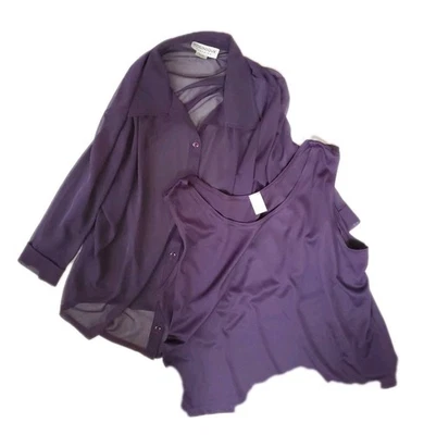 Younique туника блузка рубашка Топ с Майка женщин высокий 2 X фиолетовый чистый 3/4 Sleev - Изображение 1 из 4