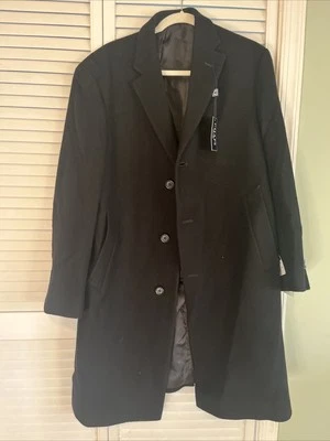 Men’s Long Trench Coat NWT Sz 42R Black By Chaps Wool Blend - Image 1 of 4