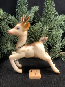 Vintage Christmas~ Vinyl Reindeer Figure~ Prancing~ Poseable Head~ Japan #7 - Picture 1 of 11