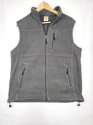 Red Head Brand Co Grey Fleece Zip Up Vest Mens Size Medium 3 Pocket Waist Pulls - Image 1 of 4