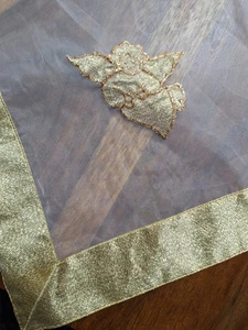 Tischdecke Weihnachten 80×80 cm Gold transparent wie neu Mitteldecke TCM Engel - Bild 1 von 4