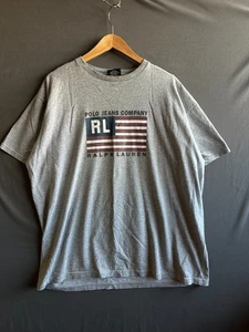 Polo Jeans Ralph Lauren Shirt mens Large Gray Flag Logo Sports Classic Designer - Picture 1 of 5