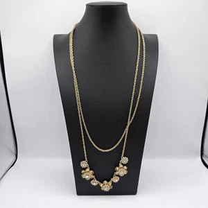 Collar Colgante Ann Taylor Mujer Tono Dorado Doble Hilo Flor Estrás 34" - Imagen 1 de 10