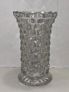 Vaso vetro depressione cristallo cubo cubo americano vintage MCM 8” Fostoria - Foto 1 di 8