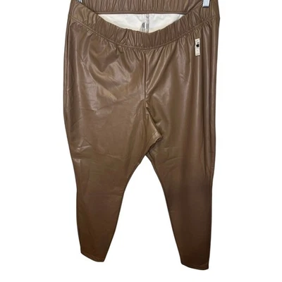 Old Navy Womens Faux Leather Leggings Pants Brown XL Elastic Waist Pull On NWT - Image 1 of 4