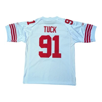 Футболка New York Giants Justin Tuck No91 с нашивками белая красная альтернативная Reebok размер 50 - Изображение 1 из 4