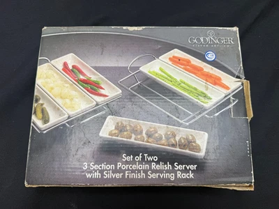 Godinger Porcelain Serving Racks: Set of Two 3 Section Racks - Image 1 of 3