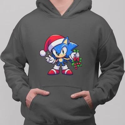 Sonic the Hedgehog Christmas Hoodie Santa Holiday Graphic Anime Gamer Unisex - Image 1 of 4