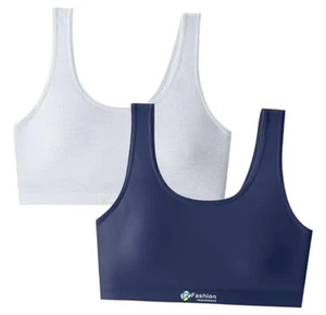 ' Sports Bra with Breathable Pads Teens Cotton 12-15 Years Big Girls Navy,gray - Picture 1 of 7