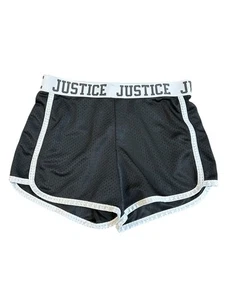 Justice Girls Shorts Size 8, Black/White, Logo Elastic Waist - Picture 1 of 7