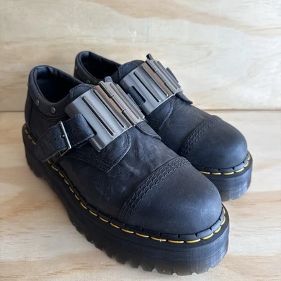 Dr. Martens 8053 Quad Hinge Buckle Leather Premium Shoes Black M 9 W 10 Doc - Image 1 of 4
