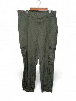 EXPRESS Extreme High Rise Military Green Cargo Satin Jogger Pants Size Large - Image 1 of 4