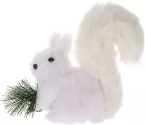 Squirrel Statue Christmas Squirrel Figurines Artificial White Wooden Squirrel Mi - Picture 1 of 12