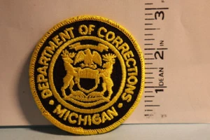 police patch  DEPARTMENT OF CORRECTIONS  MICHIGAN YELLOW - Picture 1 of 1
