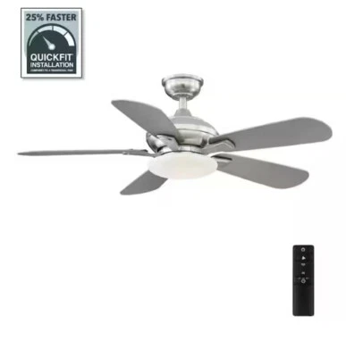 Benson 44 in. LED Brushed Nickel Ceiling Fan with Light and Remote Control HDC - Image 1 of 4