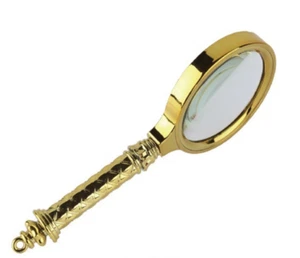 90mm Gold-Plated Magnifier 10X Real Glass Magnifying Glass With Flower Handle - Picture 1 of 4