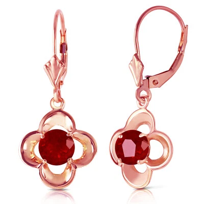 1.1 Carat 14K Solid Rose Gold Ruby Bloom Earrings - Image 1 of 3