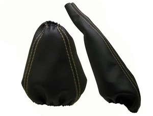 SEAT TOLEDO (1991-1999) Cuffia Leva Cambio e Freno Pelle - Cuciture Beige - Picture 1 of 1