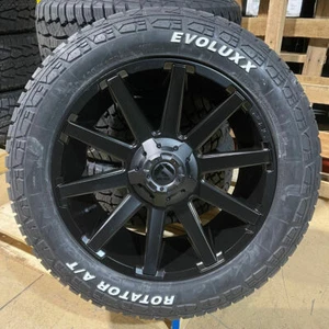 20x9 Fuel D437 Contra Black Wheels 32" AT Tires 6x5.5 Chevy Suburban Tahoe - Picture 1 of 5