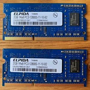 ELPIDA 4GB (2x2GB) APPLE MACBOOK PRO LAPTOP PC3-12800S DDR3-1600 RAM MEMORY - Picture 1 of 2