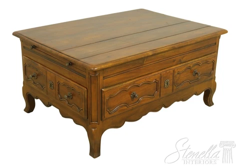 F55889EC: THEODORE ALEXANDER Country French Walnut Coffee Table Cover