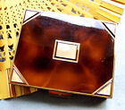 Faux tortoiseshell powder compact and lipstick holder with mirror and comb