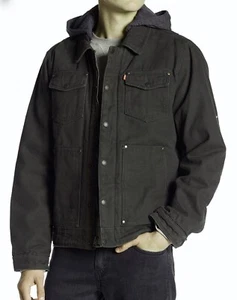 LEVIS Spread Collar Heavy Cotton Canvas Trucker Olive Green Jacket NWT Mens Sz S - Picture 1 of 8