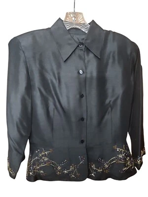 Blusa vintage de seda ECI para mujer talla 6 Foto 1 de 4