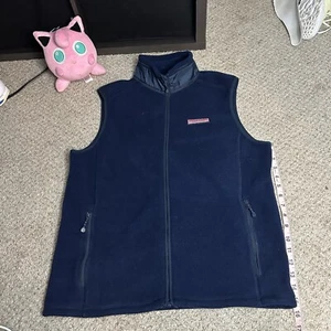 Vineyard Vines Marthas Vineyard Gilet Pile Full Zip Tasche Blu Uomo Taglia S - Foto 1 di 4