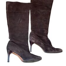 Antonio Melani Knee High Heeled Boots Brown Suede leather Kitten Heels Size 8.5M
