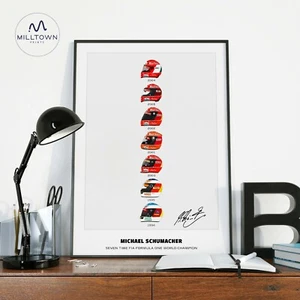 MICHAEL SCHUMACHER SIGNIERTER DRUCK FOTOPOSTER FERRARI GERAHMT F1 FORMULA ONE 1 - Bild 1 von 6